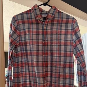 Vineyard Vines  Boys Red and Blue Plaid Shirt